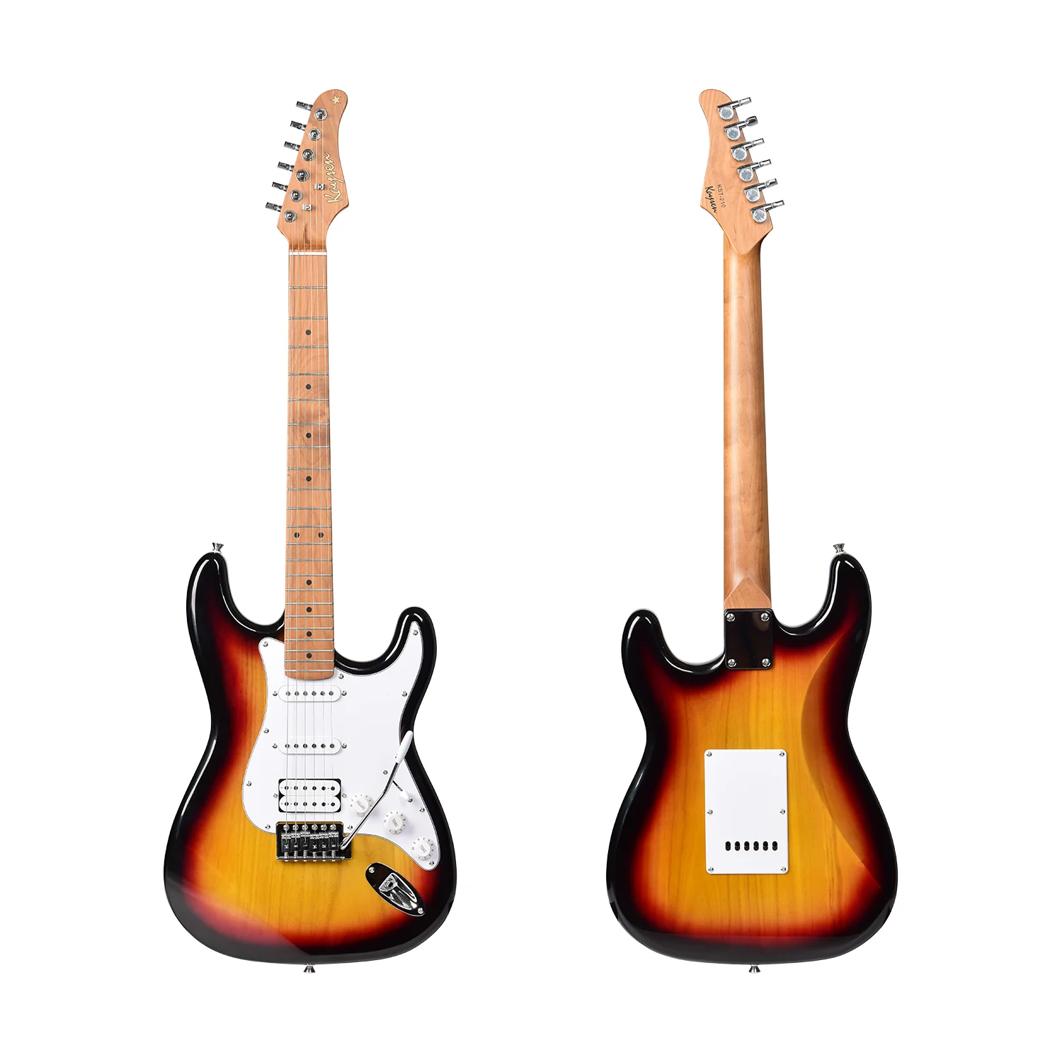 Kaysen KST210-H-SB Budget Beginner Electric Guitar - HSS Strat Style Sunburst for Rock Kapak - Image 4