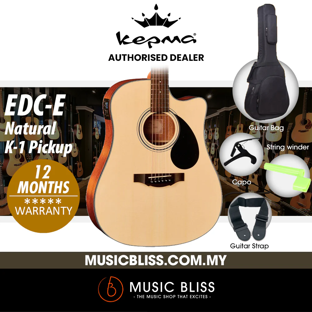 KEPMA EDC-E Dreadnought Acoustic Guitar with K-1 pickup - Natural