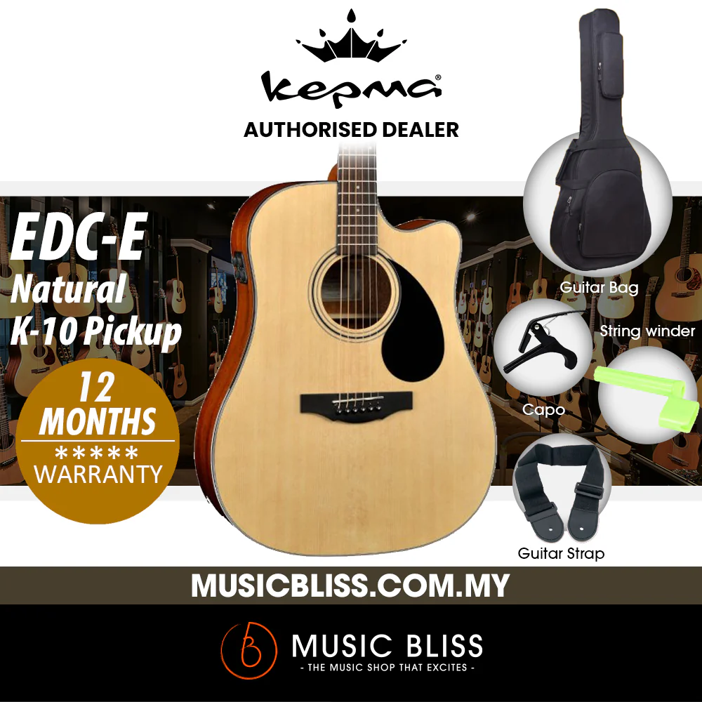 KEPMA EDC-E Dreadnought Acoustic Guitar with K-10 pickup - Natural