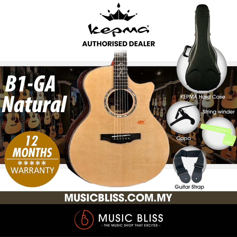 KEPMA Elite B1-GA Full Solid Grand Auditorium Acoustic Guitar - Natural