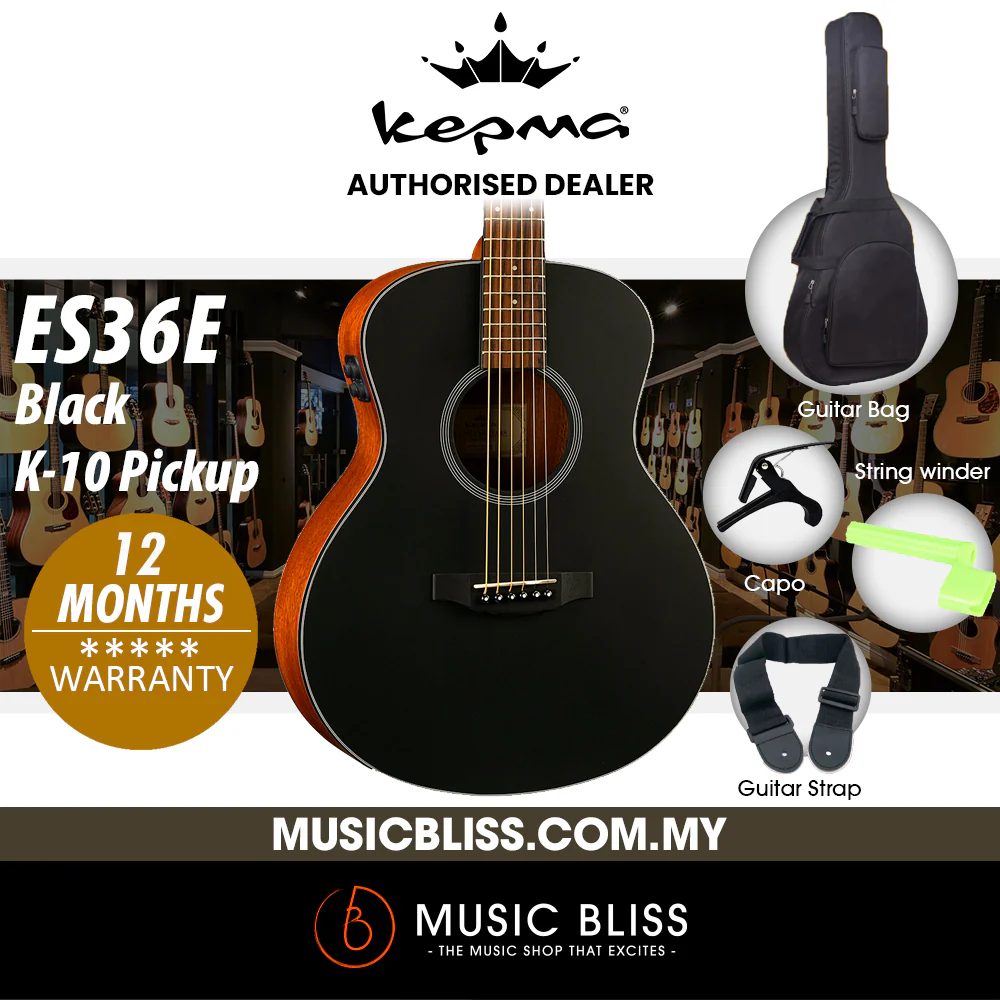 KEPMA ES36E Mini Acoustic Guitar with K-10 pickup - Black