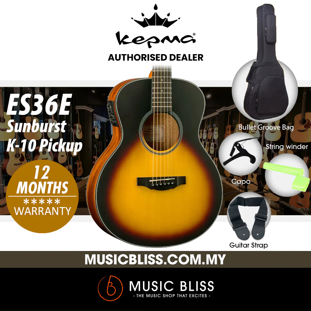 KEPMA ES36E Mini Acoustic Guitar with K-10 pickup - Sunburst