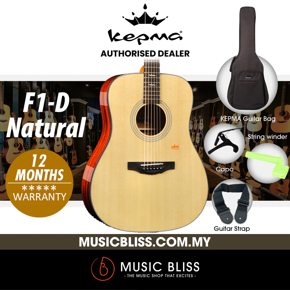 KEPMA F1-D Solid Top Dreadnought Acoustic Guitar - Natural