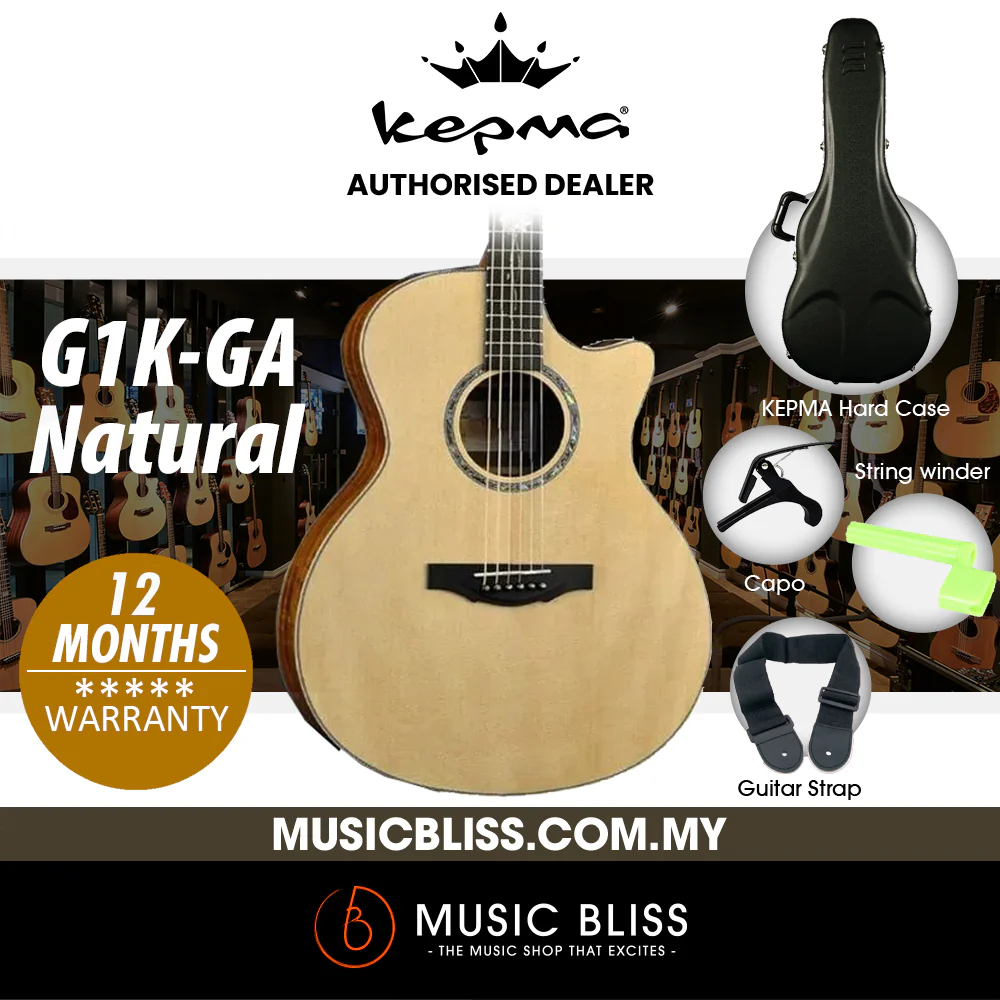 KEPMA G1K-GA Solid Sitka Spruce Top, Side & Back Koa Grand Auditorium Acoustic Guitar