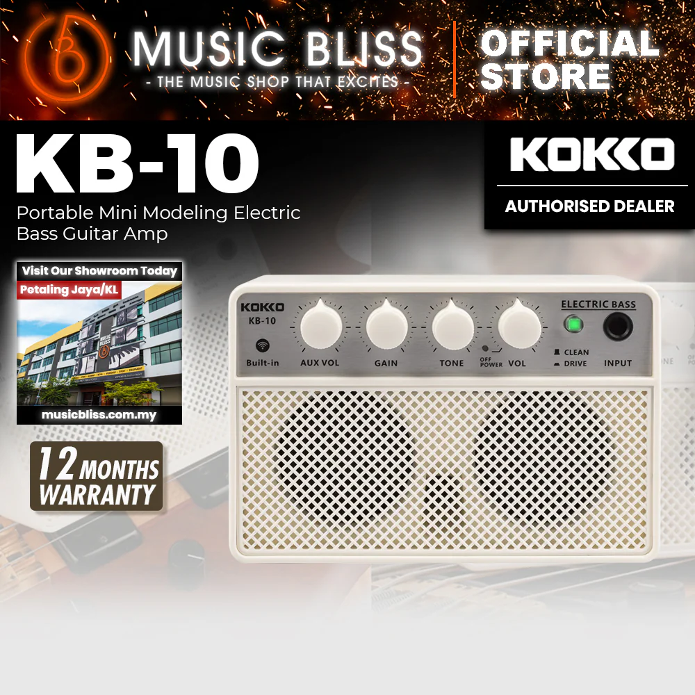 Kokko KB-10 Budget Beginner Portable Mini Modeling Electric Bass Guitar Amp - 10W Rechargeable