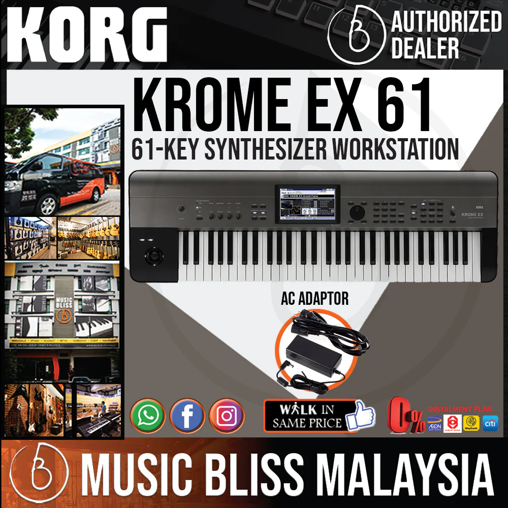 Korg Krome EX 61 61-Key Synthesizer Workstation with 0% Instalment