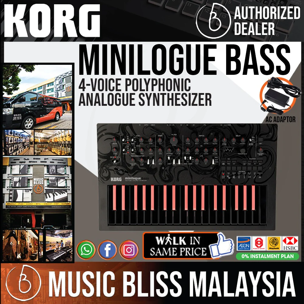 Korg Minilogue Bass 4-voice Polyphonic Analog Synthesizer with 0% Instalment