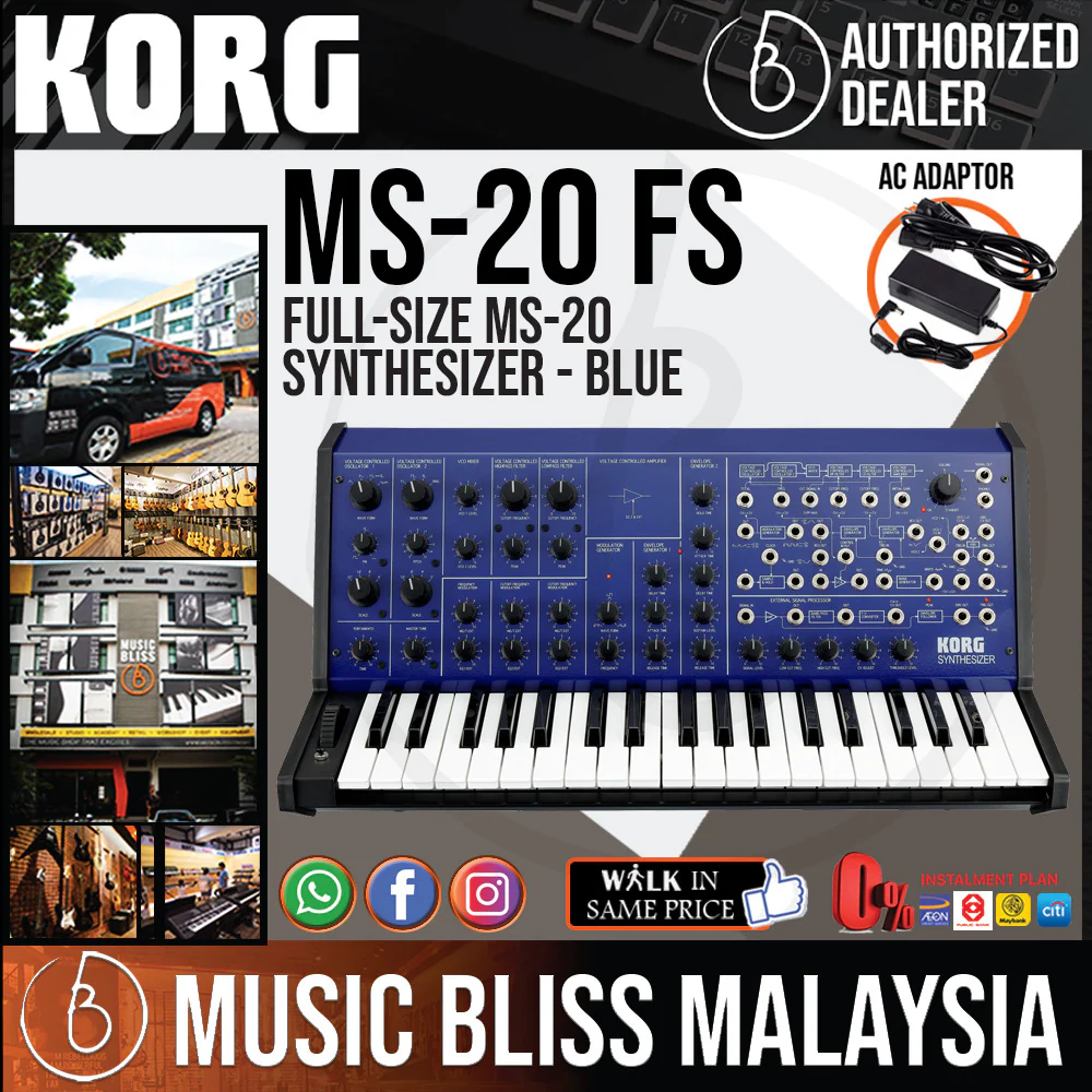 Korg MS-20 FS Full-size MS-20 Synthesizer - Blue with 0% Instalment