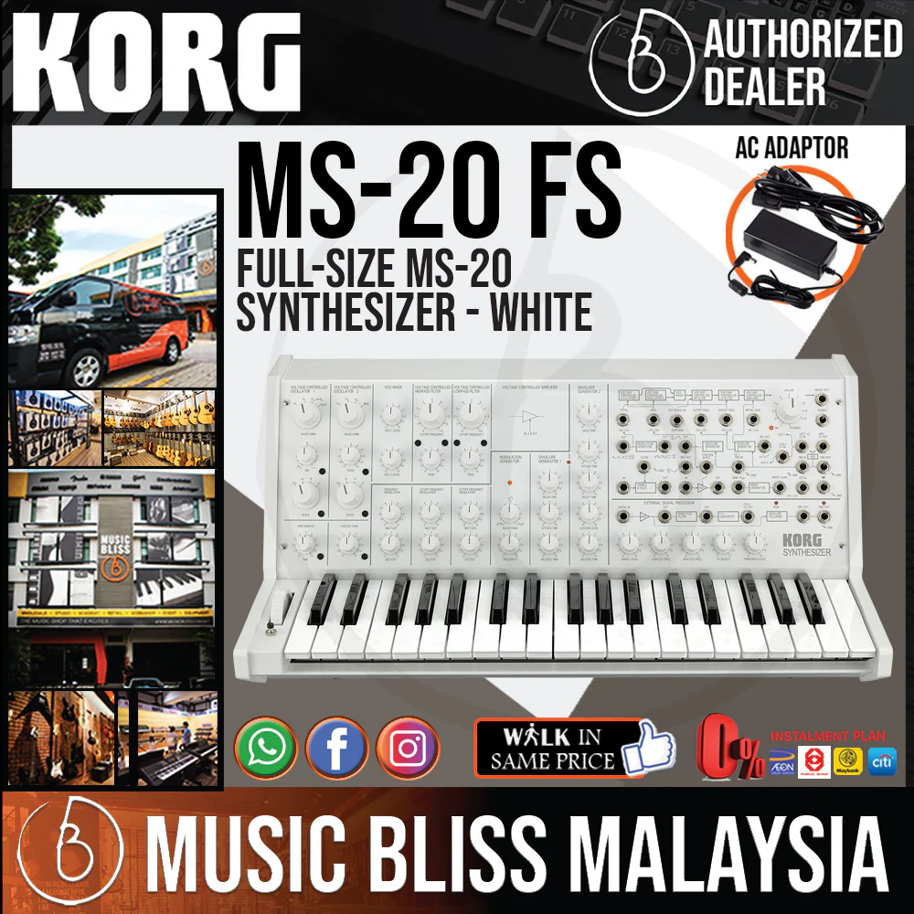 Korg MS-20 FS Full-size MS-20 Synthesizer - White with 0% Instalment