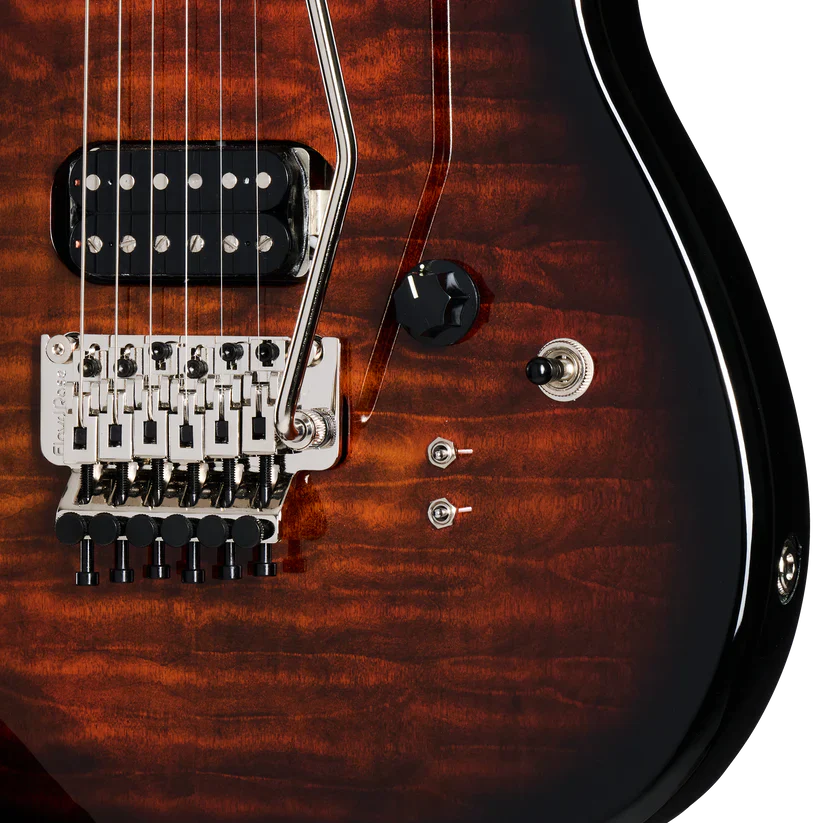 Kramer 84 HH Quilt Electric Guitar with Premium Gig Bag - Orange Burst - Image 3