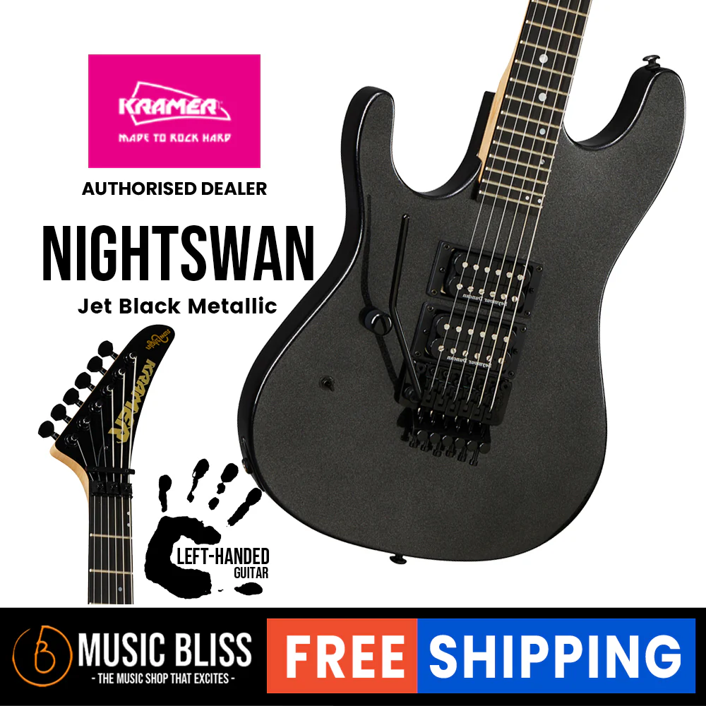 Kramer Nightswan Left-handed Electric Guitar - Jet Black Metallic