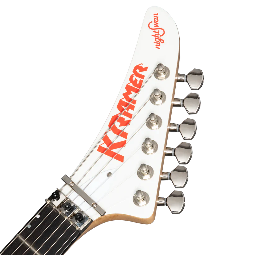 Kramer NightSwan Pixel Hearts Electric Guitar with Premium Gig Bag - Pearl White with Hearts - Image 5