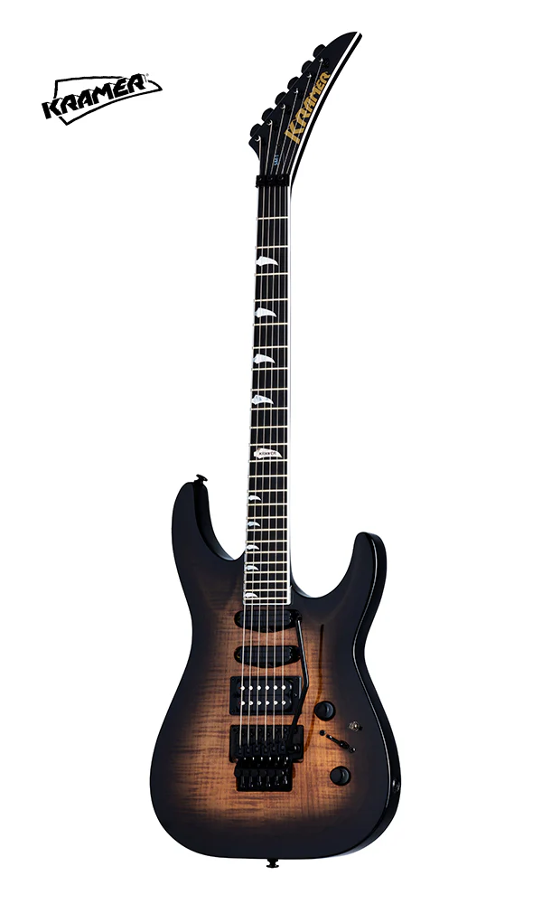 Kramer SM-1 Figured Left-handed Electric Guitar - Black Denim Perimeter - Image 2