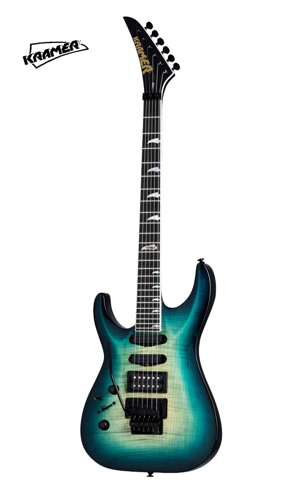 Kramer SM-1 Figured Left-handed Electric Guitar - Caribbean Blue Perimeter - Image 2