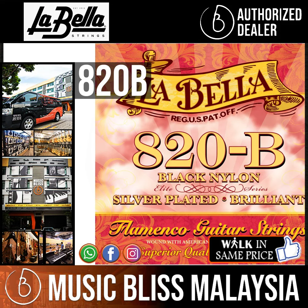 La Bella 820B Elite Black Nylon Flamenco Guitar Strings - Medium Tension