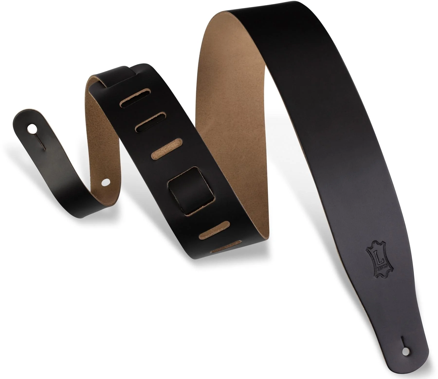 Levy's M26 Chrome-Tan Leather Guitar Strap - Black - Image 2