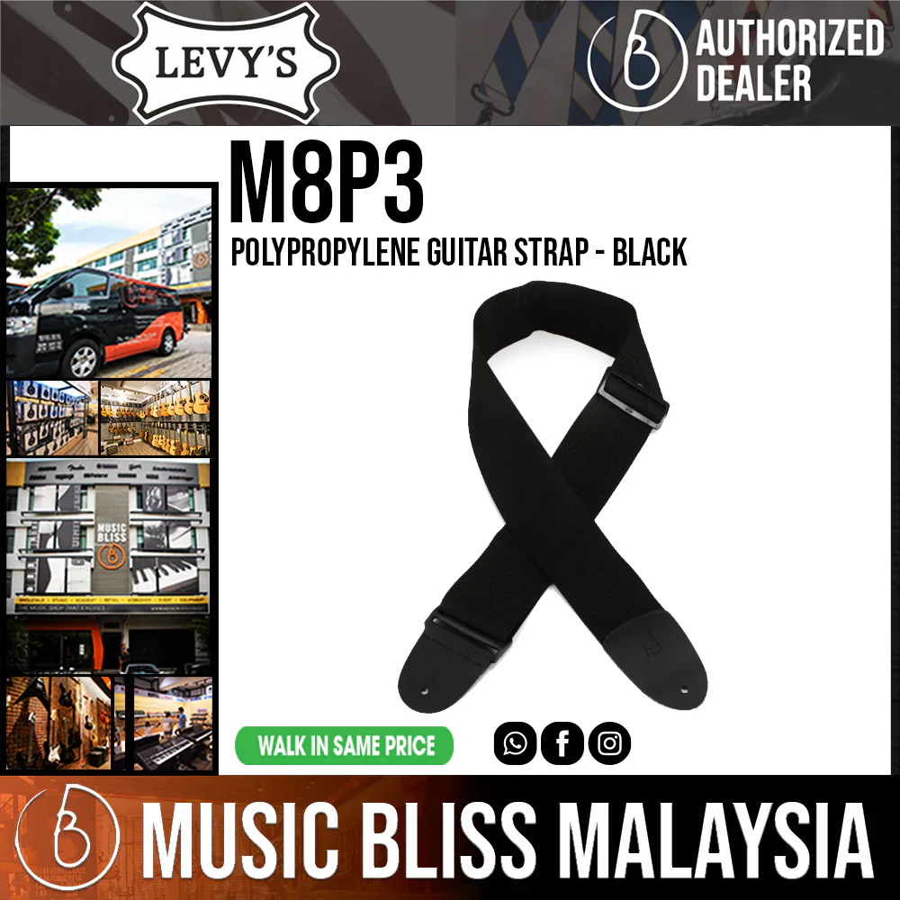 Levy's M8P3 Polypropylene Guitar Strap - Black