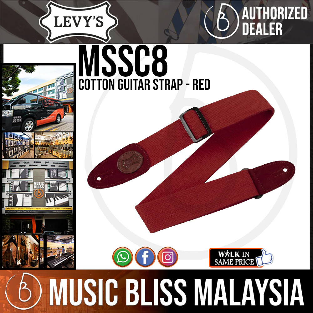 Levy's MSSC8 Cotton Guitar Strap - Red
