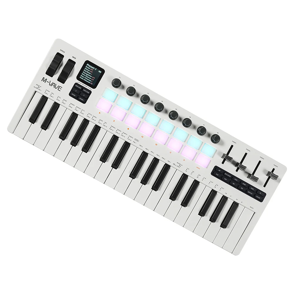 M-Vave SMK37 Pro 37-Key MIDI Keyboard Controller, Wireless & USB-MIDI, Drum Pads, OLED Display, DAW Control - Image 3