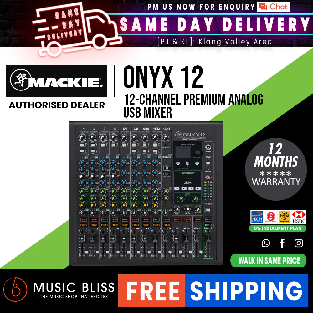 Mackie Onyx12 12-channel Analog Mixer with Multi-Track USB