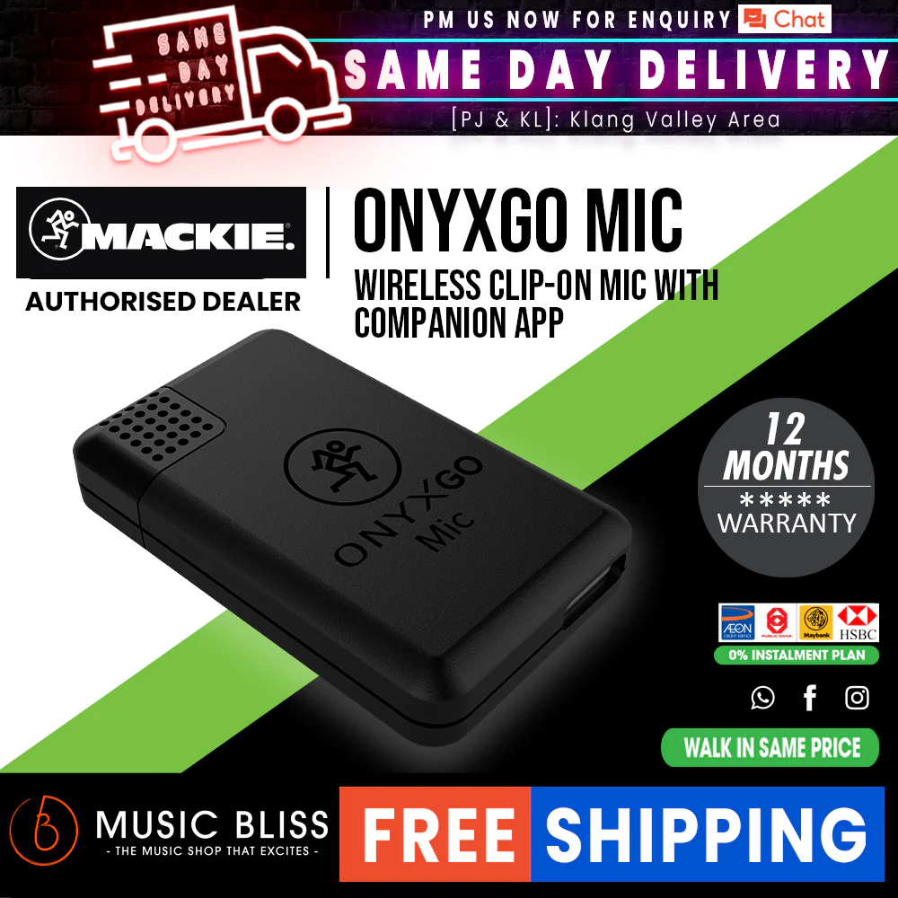 Mackie OnyxGO Mic Wireless Clip-on Microphone with Companion App