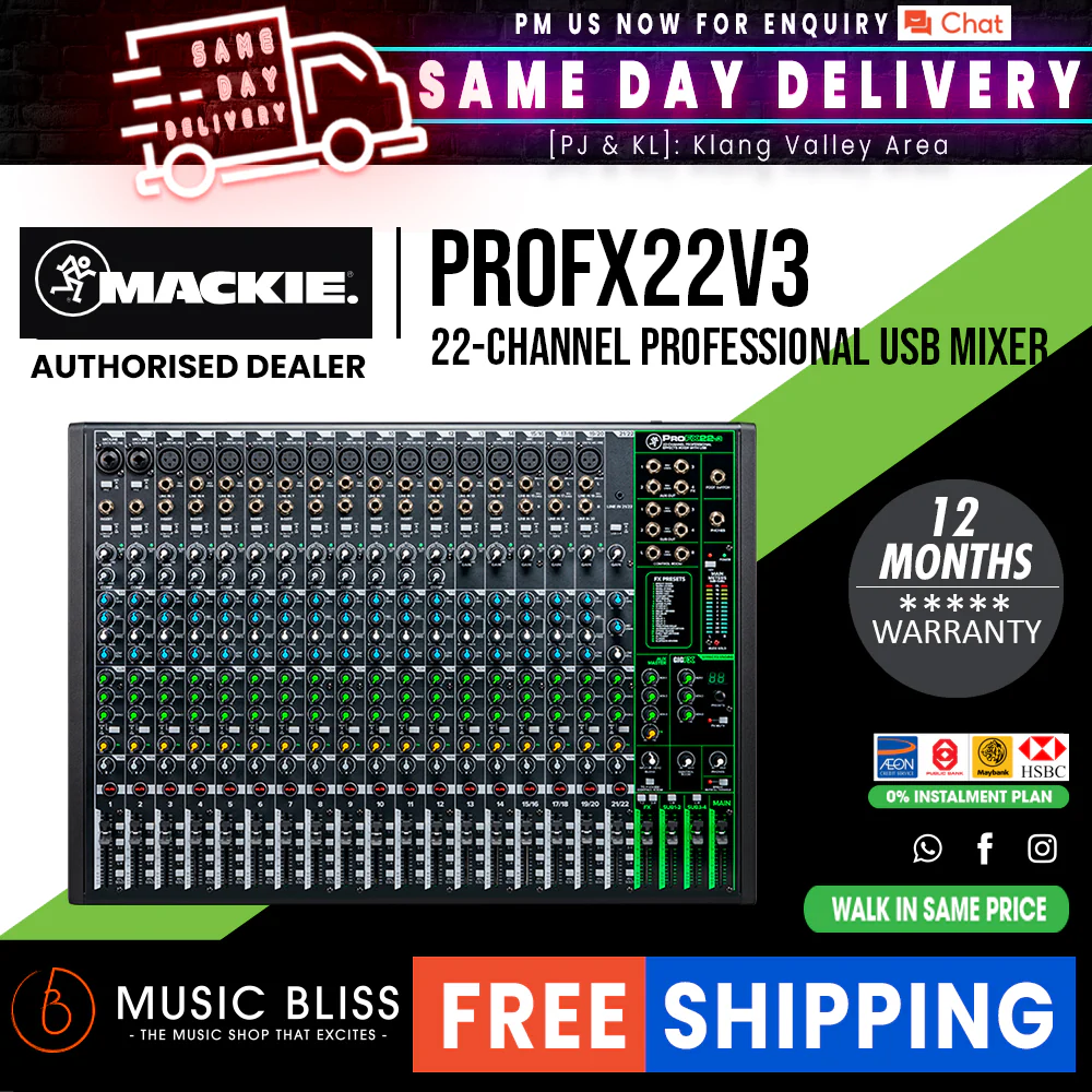 Mackie ProFX22v3 22-channel Mixer with USB and Effects