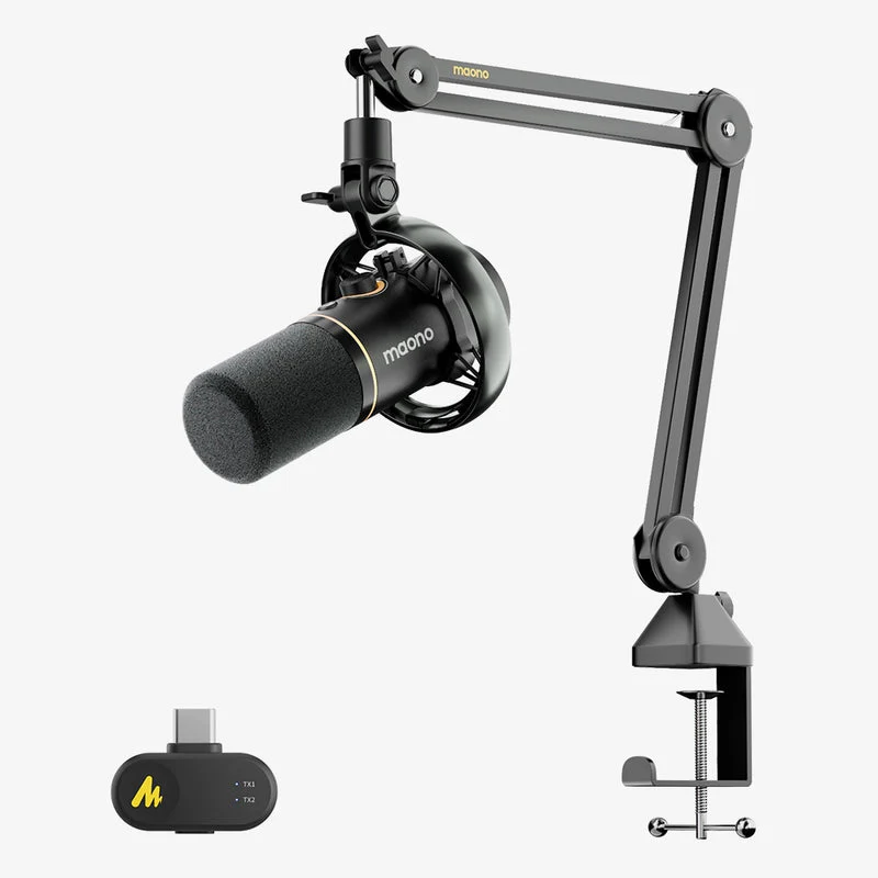 Maono PD200W Hybrid Podcasting Microphone with BA37 Boom Arm - Black - Image 2