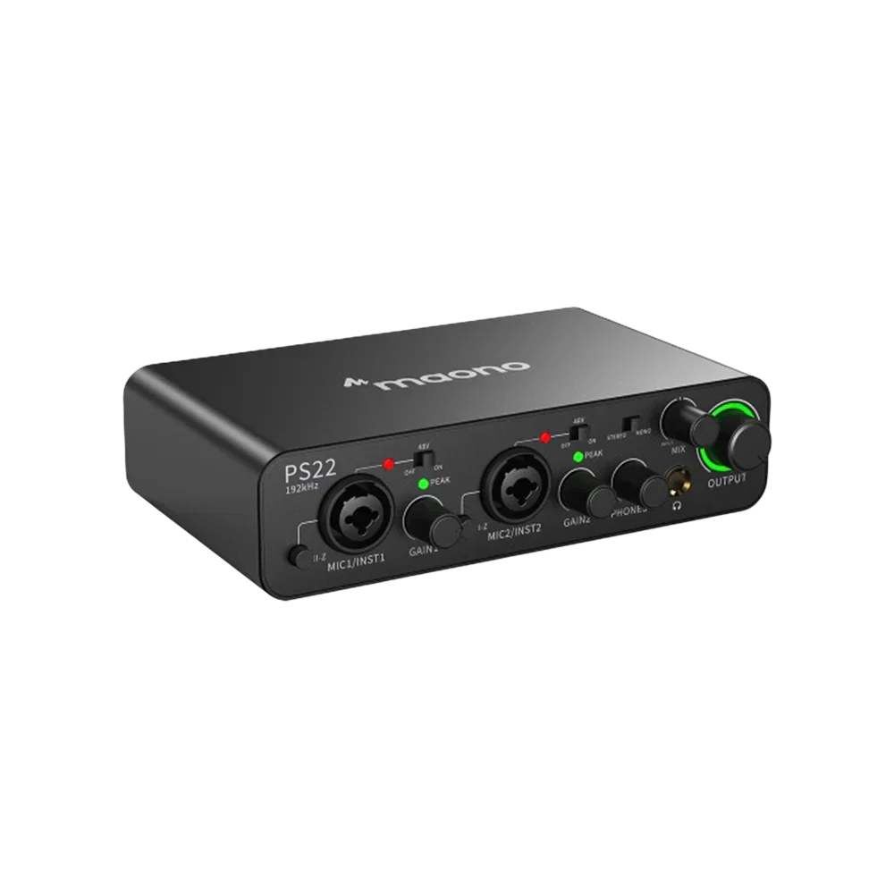 MAONO PS22 Black USB Audio interface for PC with 60 dB Pro-preamp, 24bit/192kHz, Dual USB interface for PC&Smartphone, Routing Software for Home Recording, Music Production, Guitar, Podcast, Streaming - Image 2