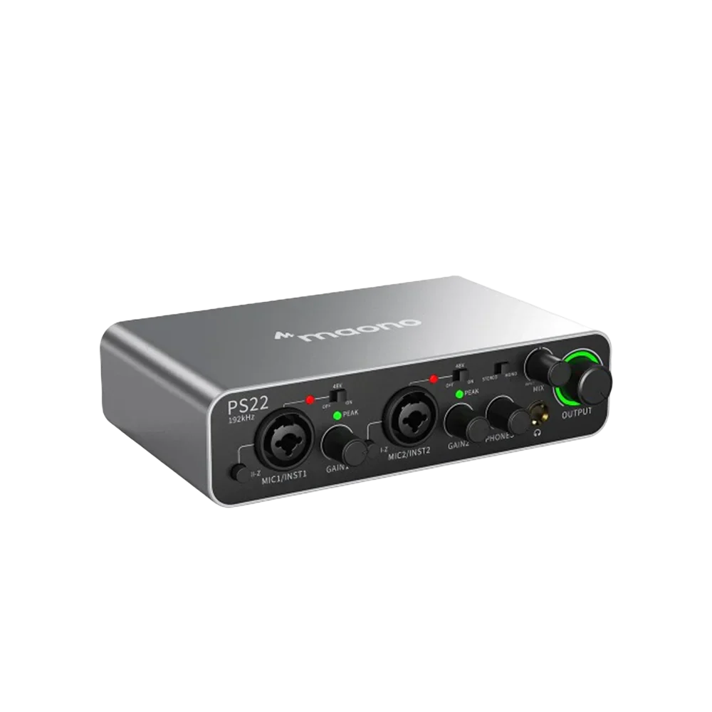 MAONO PS22 Gray USB Audio interface for PC with 60 dB Pro-preamp, 24bit/192kHz, Dual USB interface for PC&Smartphone, Routing Software for Home Recording, Music Production, Guitar, Podcast, Streaming - Image 2