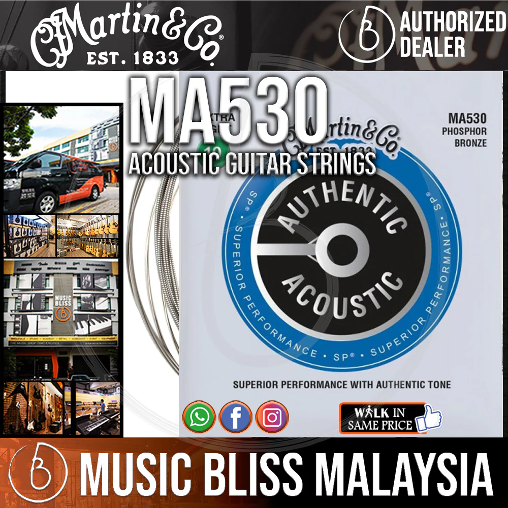 Martin MA530 SP Phosphor Bronze Authentic Acoustic Guitar Strings Extra Light 10-47