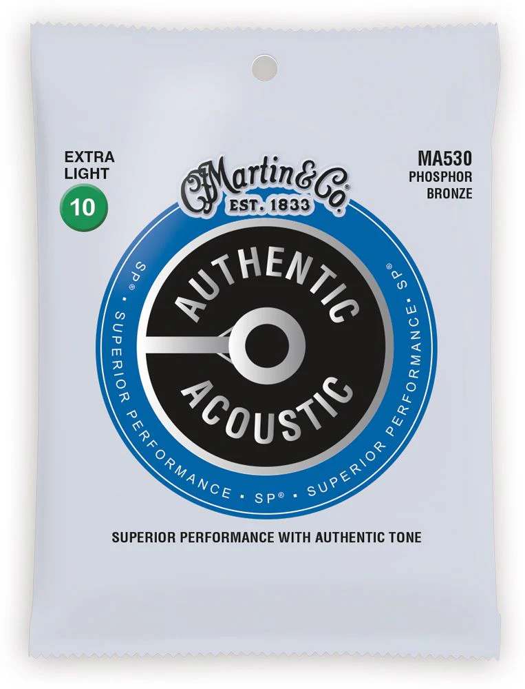 Martin MA530 SP Phosphor Bronze Authentic Acoustic Guitar Strings Extra Light 10-47 - Image 2