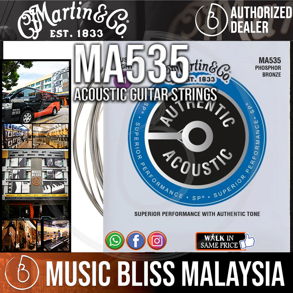 Martin MA535 SP Phosphor Bronze Authentic Acoustic Guitar Strings 11-52