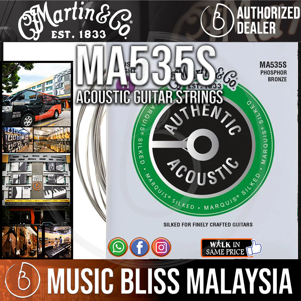 Martin MA535S Marquis Silked Phosphor Bronze Authentic Acoustic Guitar Strings 11-52