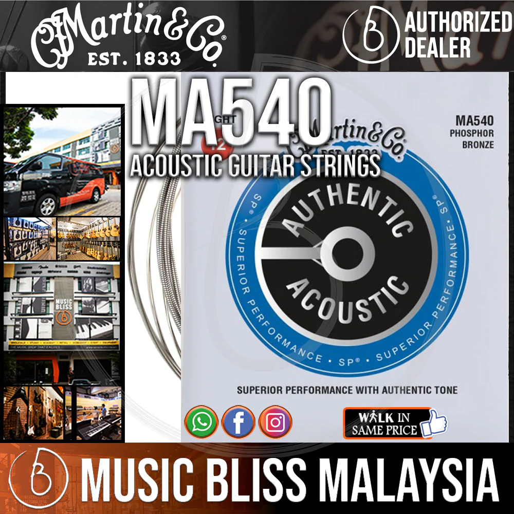 Martin MA540 SP Phosphor Bronze Authentic Acoustic Guitar Strings 12-54