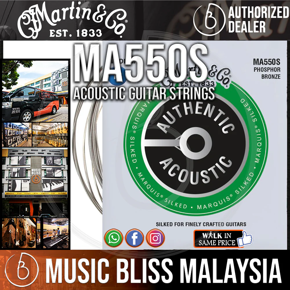 Martin MA550S Marquis Silked Phosphor Bronze Authentic Acoustic Guitar Strings 13-56