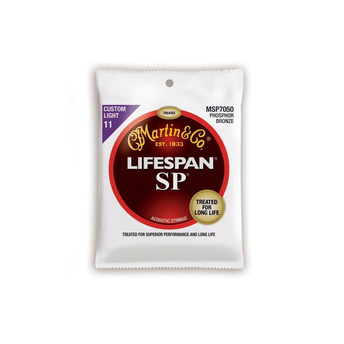 Martin MSP7050 SP Lifespan Acoustic Guitar Strings Custom Light,92/8 Phosphor Bronze 011-052 - Image 2