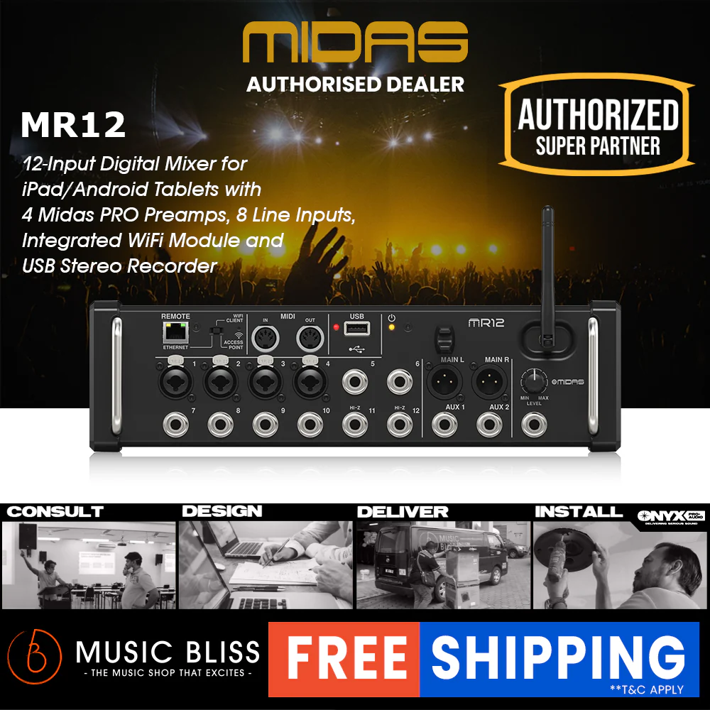 Midas MR12 12-channel Tablet-controlled Digital Mixer