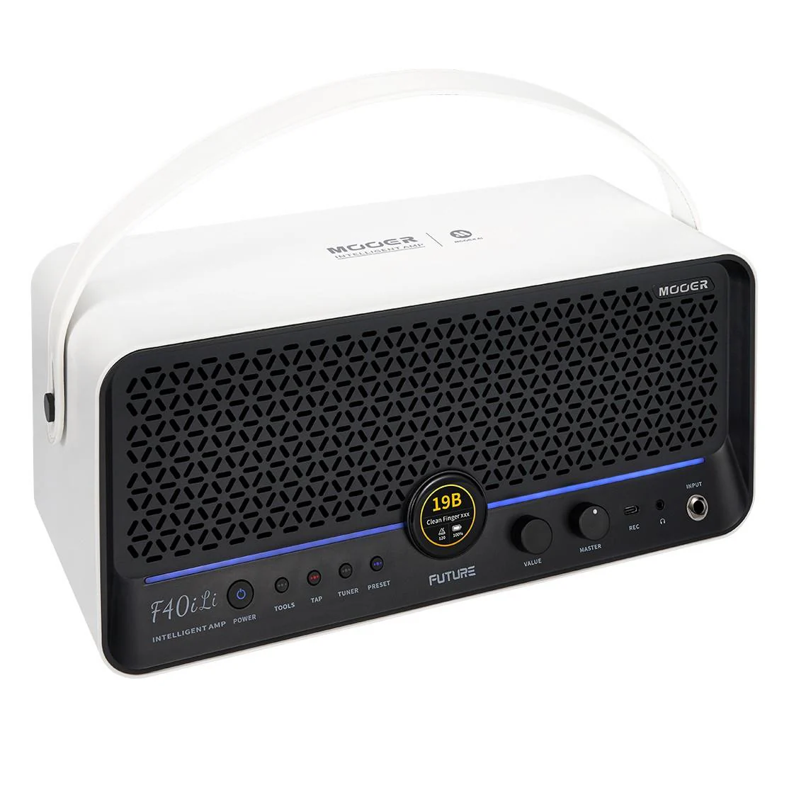 Mooer F40i AI Intelligent Amp with Lithium Battery - Snowfall White - Image 2