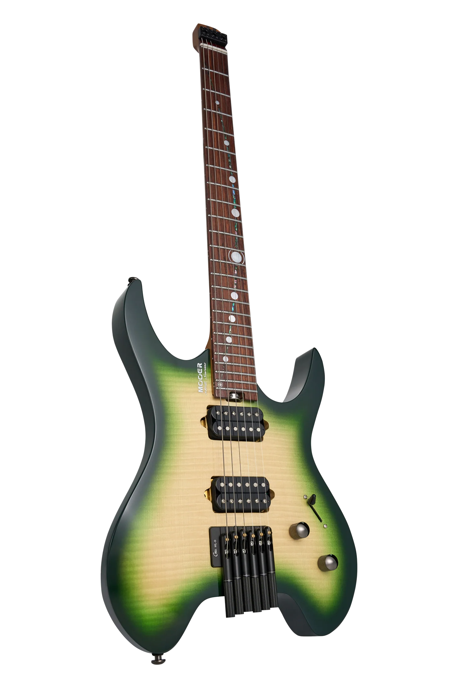 Mooer MHL100 Headless Electric Guitar - Green Gradient - Image 2
