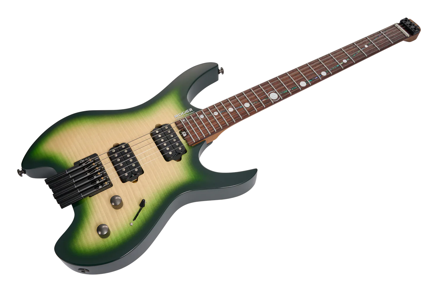 Mooer MHL100 Headless Electric Guitar - Green Gradient - Image 4