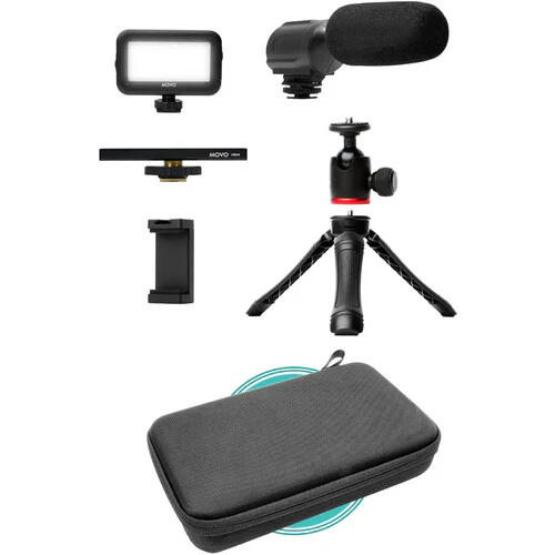 Movo iVlogger Vlogging Kit for iPhone - Lightning Compatible YouTube Starter Kit for Content Creators - Accessories: Phone Tripod, Phone Mount, LED Light and Shotgun Microphone - Image 2
