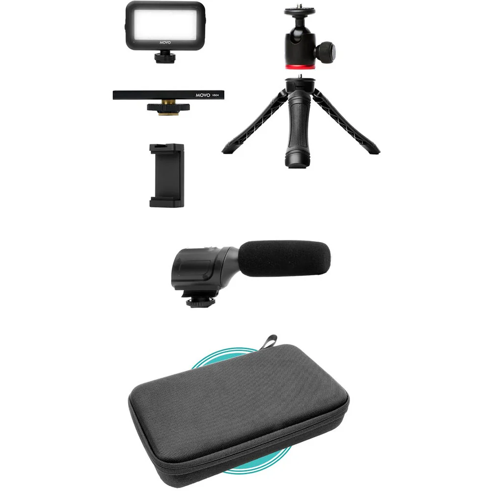 Movo uVlogger- Android/USB-C Compatible Vlogging Kit Phone Video Kit Accessories: Phone Tripod, Phone Mount, LED Light and Cellphone Shotgun Microphone for Phone Video Recording for YouTube, Vlog - Image 2