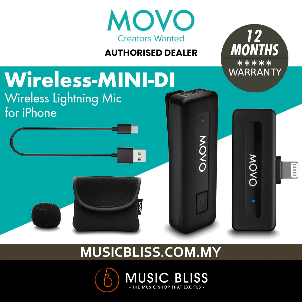 Movo Wireless Mini DI Duo Wireless Microphone for iPhone - iPhone Microphone for Video Recording with Clip on Lavalier Microphone for iPhone 10 HR Battery 164FT Range, Wireless Mic for iPhone