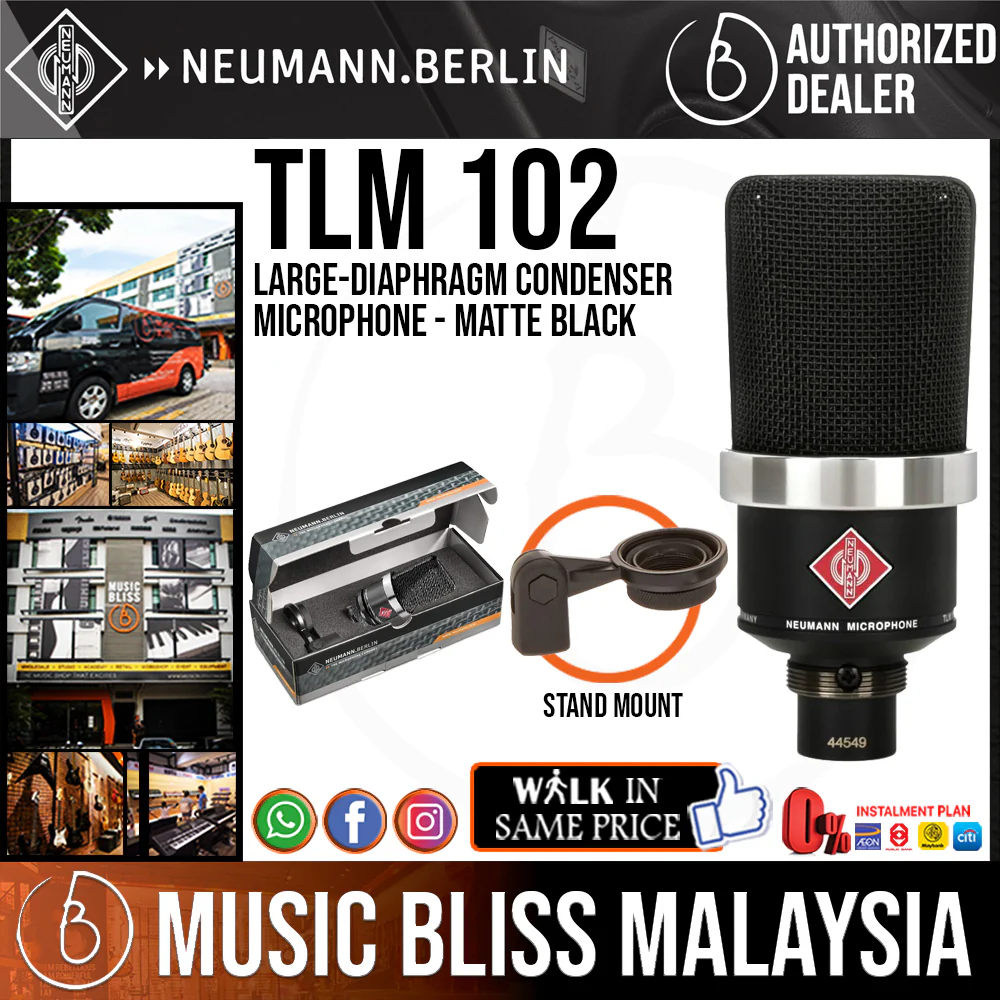 Neumann TLM 102 Large-diaphragm Condenser Microphone - Matte Black