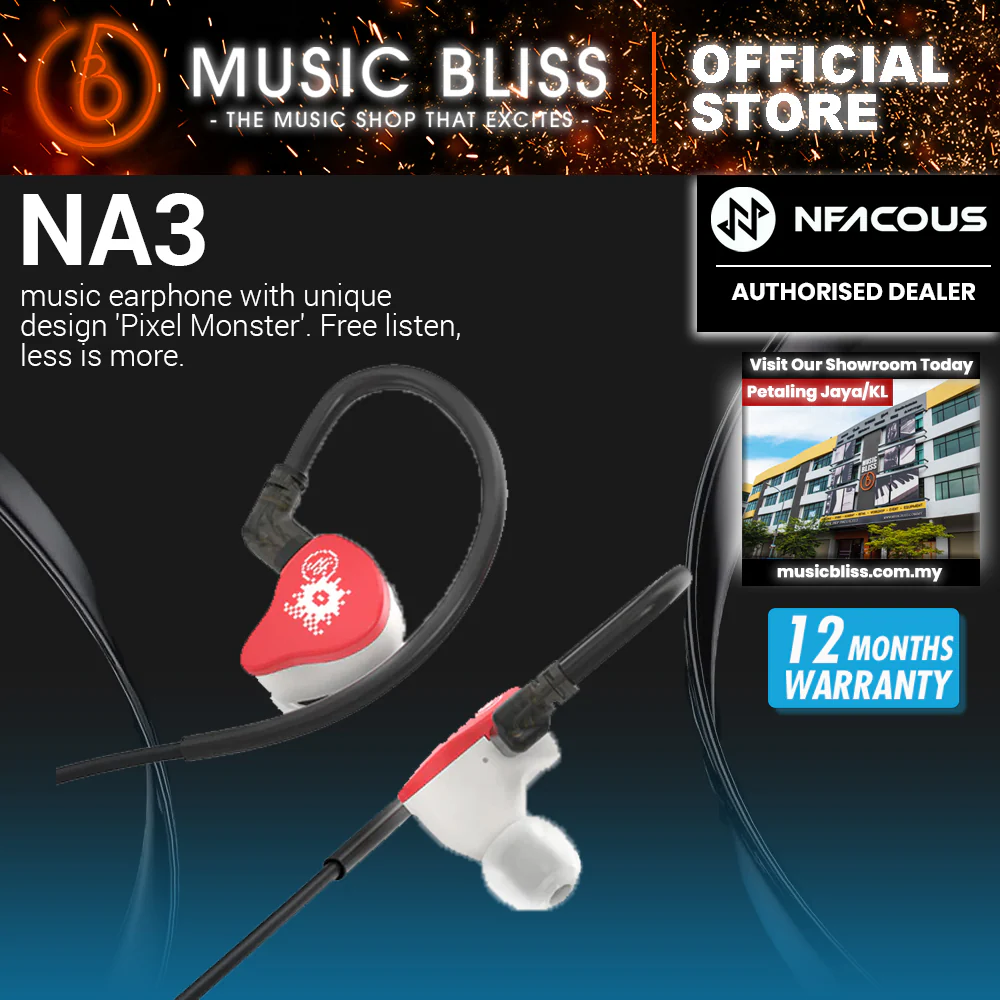 NF ACOUS NA3 MCL-10 Dynamic Driver Music Earphone/IEM with unique design 'Pixel Monster' - Red