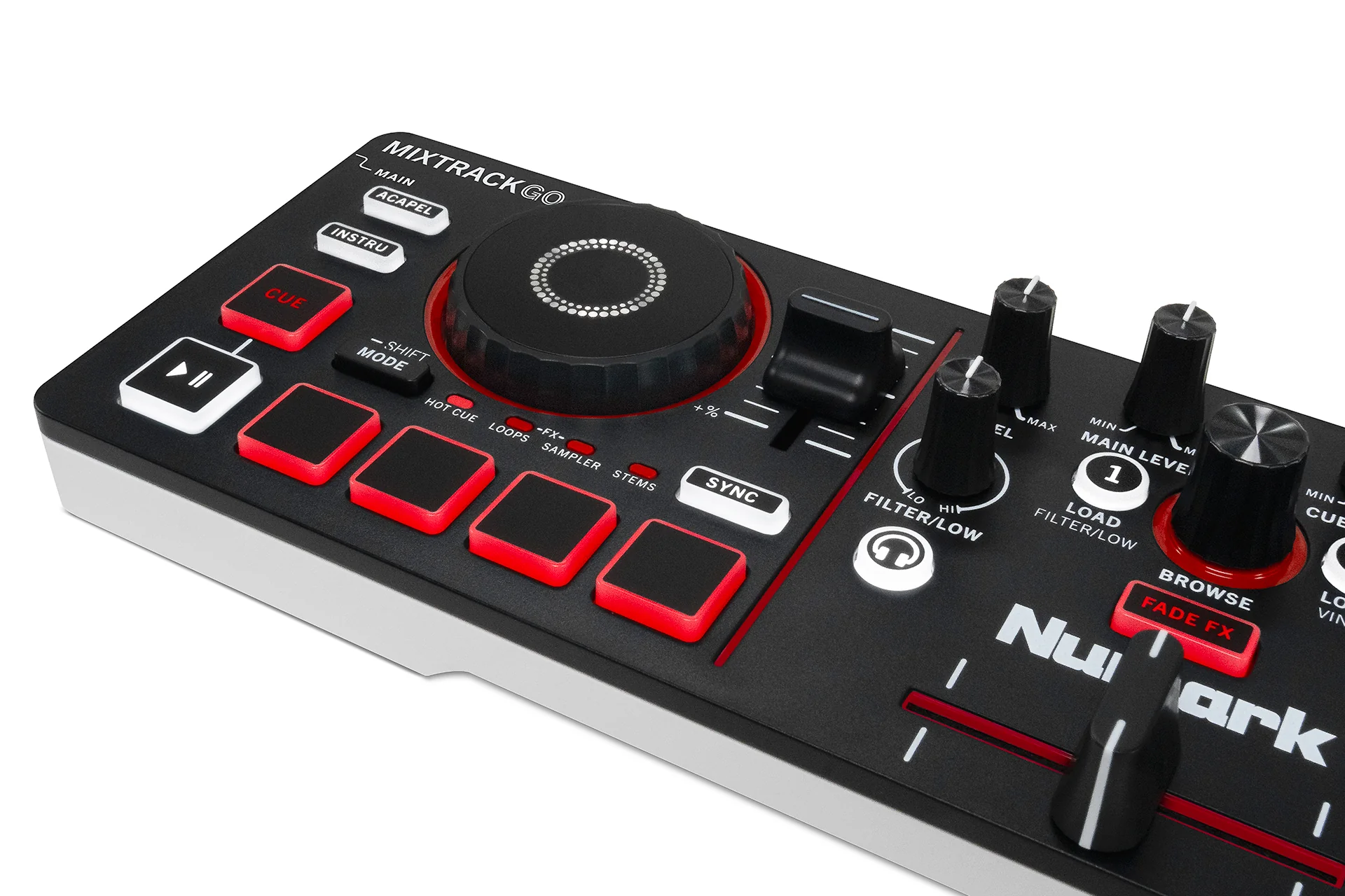 Numark MixTrack Go 2-Deck DJ Controller, Budget Portable DJ Mixer with Stems Control, Bluetooth MIDI & Serato DJ Lite Support - Image 2