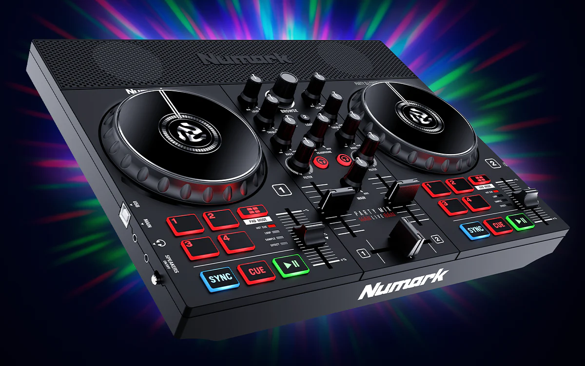 Numark Party Mix Live DJ Controller with Built-in Light Show & Speakers, DJ Set with 2 Decks, DJ Mixer, Audio Interface and USB Connectivity + Serato DJ Lite - Image 5