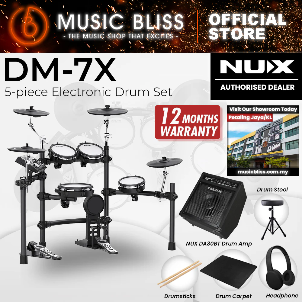 NUX DM-7X 5-Piece Digital Electronic Drum Set with FREE Headphone - Image 3
