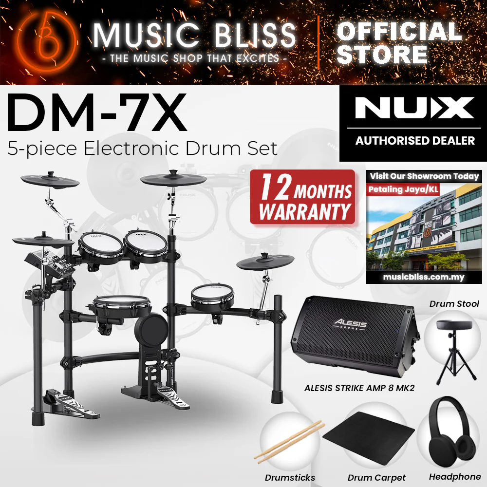 NUX DM-7X 5-Piece Digital Electronic Drum Set with FREE Headphone - Image 4