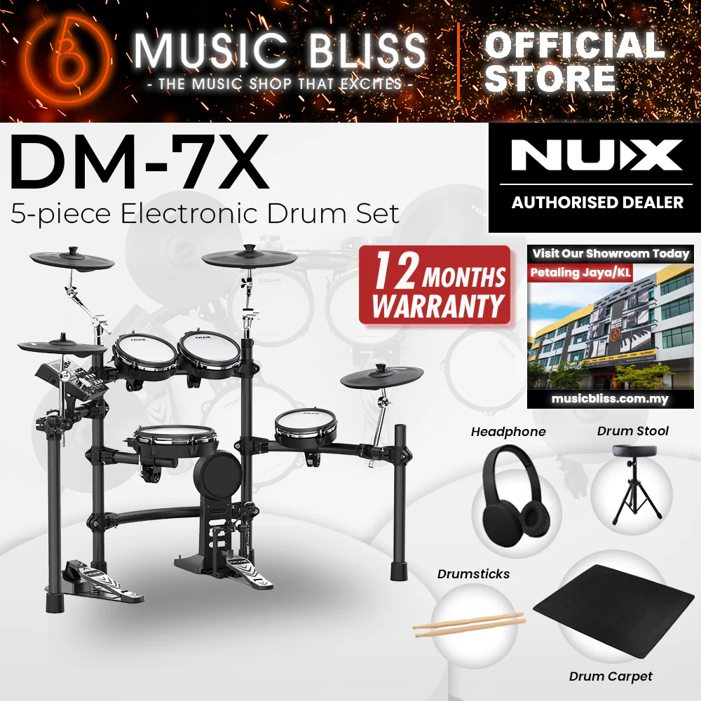 NUX DM-7X 5-Piece Digital Electronic Drum Set with FREE Headphone - Image 6